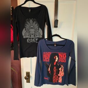 Obey Graphic Long Sleeve Tees - Black and Blue